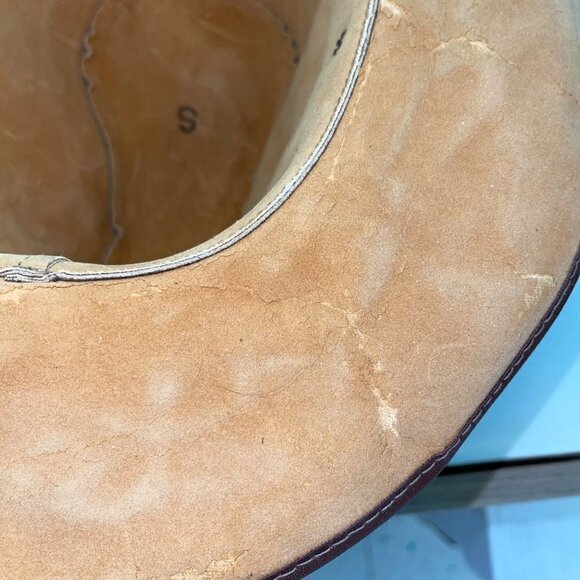 Handmade Vintage Mens Cowboy Hat Stamped Leather Size Small Western Brown Suede - Picture 7 of 13